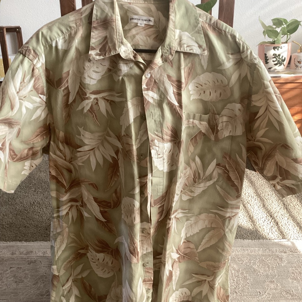 Pierre Cardin Leaf Pattern Short Sleeve Shirt